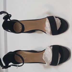 Yoki Black Ankle Strap Heels